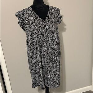 Floral Black and White Women's Dress
